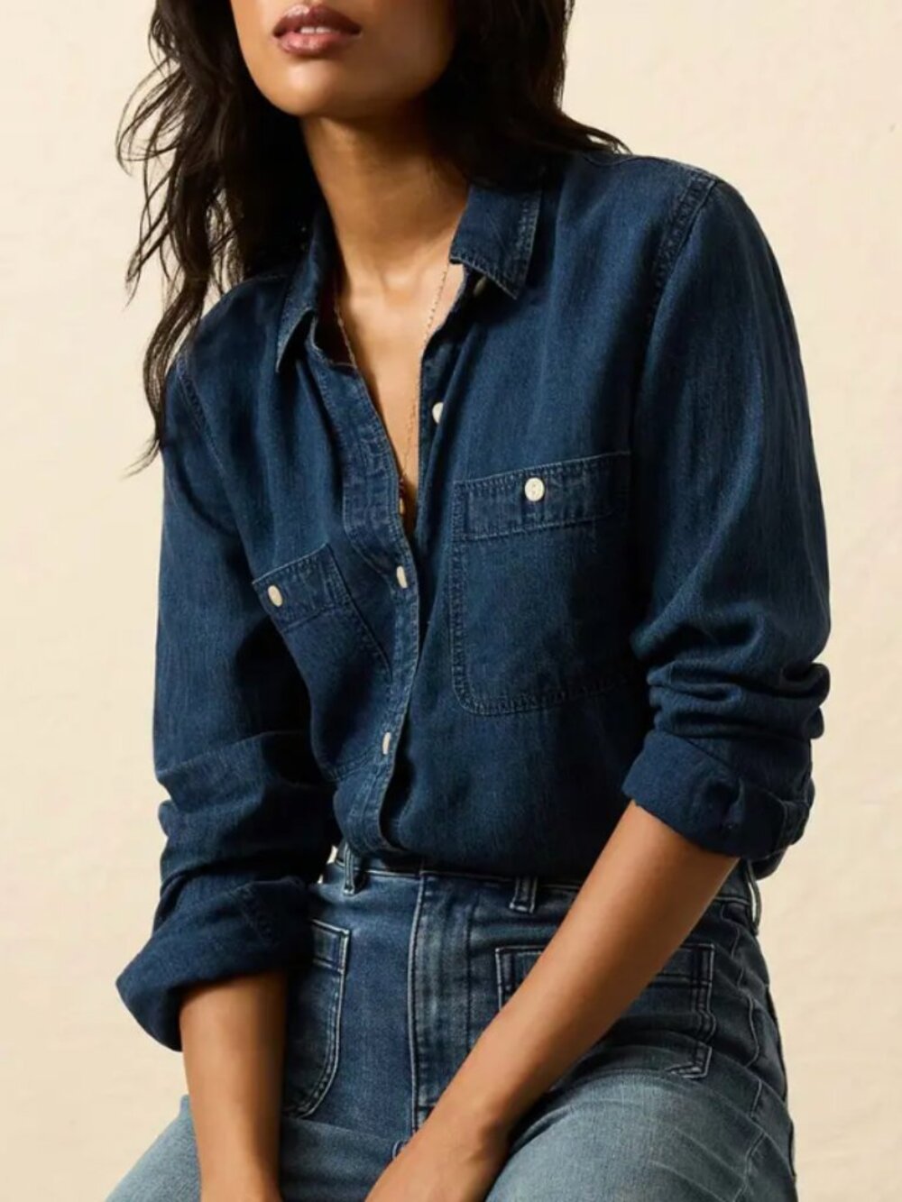 Women’s Faherty Tried & True Classic Shirt, Medium, Night Lagoon Wash